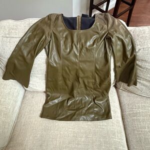 Olive Green Faux Leather dress